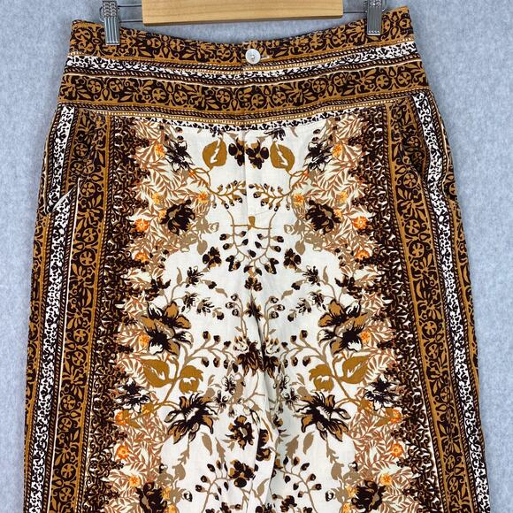 Anthropologie Printed Floral Linen Blend High Waisted Joggers Size 8 - Picture 3 of 10